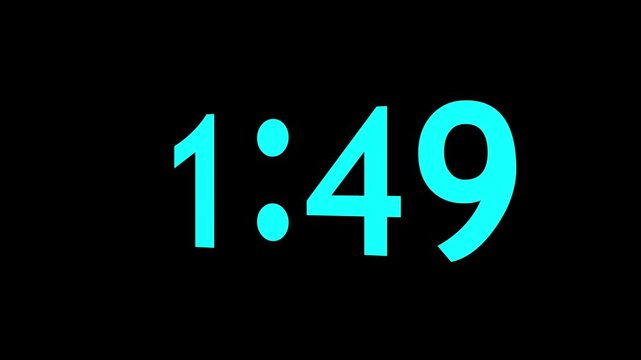 Digital countdown timer animation with final minute display. Let&rsquo;s go time sequence showing remaining seconds and urgency. Numeric time counter for event start and action moment.