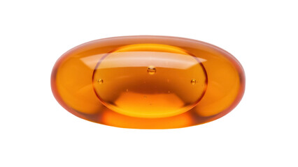 Shiny amber capsule isolated PNG on transparent background, golden gel pill for medicine and healthcare concepts, dietary supplement