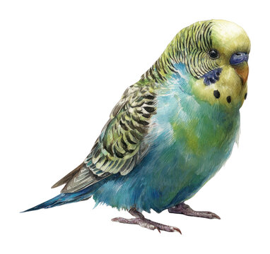 PNG Colorful parakeet watercolor illustration.