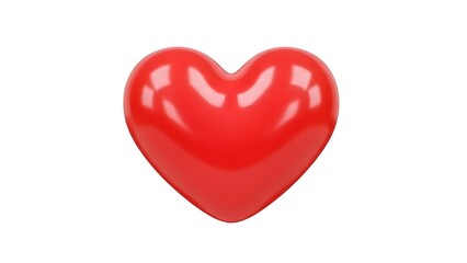 Shiny 3D red heart shape isolated on white background as a romantic symbol of love and passion for Valentine's Day wedding decoration or holiday gift illustration