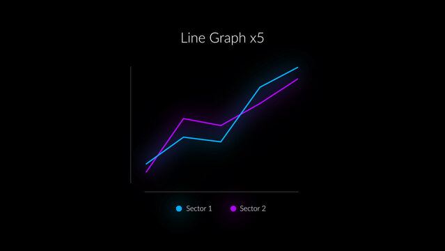 HUD Neon Infographics Line Graph x6