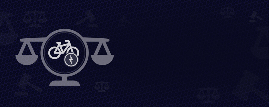 Legal framework and traffic regulations for electric bicycles and e-bikes vector with copy space for micro mobility law and cycling safety legislation and liability rules