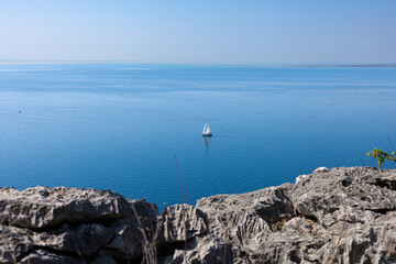 Sailboat in the distance seen from the Rilke Trail,