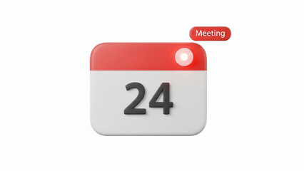 A digital calendar icon displays the date 24 with a meeting notification on a modern interface