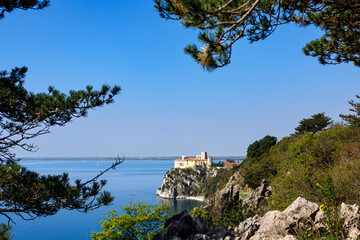 View of Duino Castle from the Rilke Trail in spring