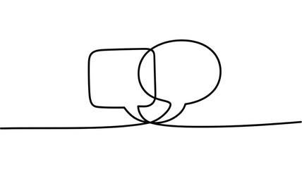 Minimalist One Line Drawing of Overlapping Chat Bubbles for Dialogue & Messaging