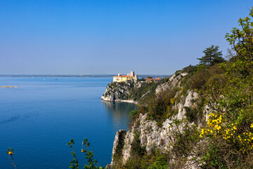 View of Duino Castle from the Rilke Trail in spring