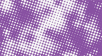 Vibrant purple halftone pattern with white gradient dots creating a dynamic abstract background Vector
