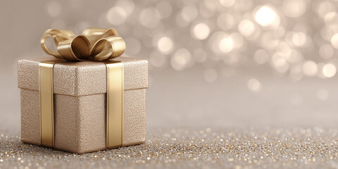 Christmas gift in golden box