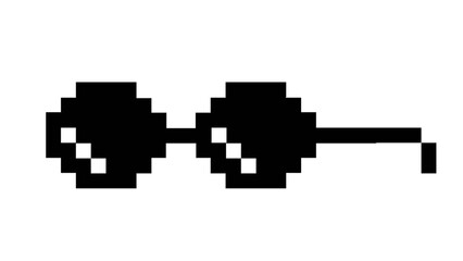 Fototapeta premium Stylized pixel art sunglasses illustration evoking a retro 8-bit gaming aesthetic, perfect for modern digital design projects and cool internet culture themes