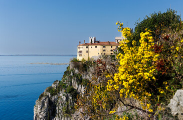 View of Duino Castle from the Rilke Trail in spring