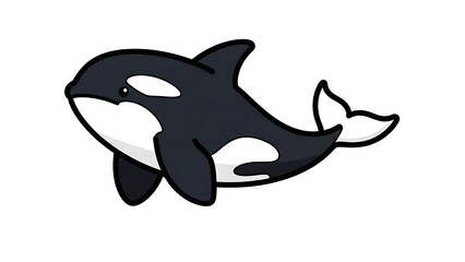 Obraz premium Simple Cartoon Orca Whale Illustration.
