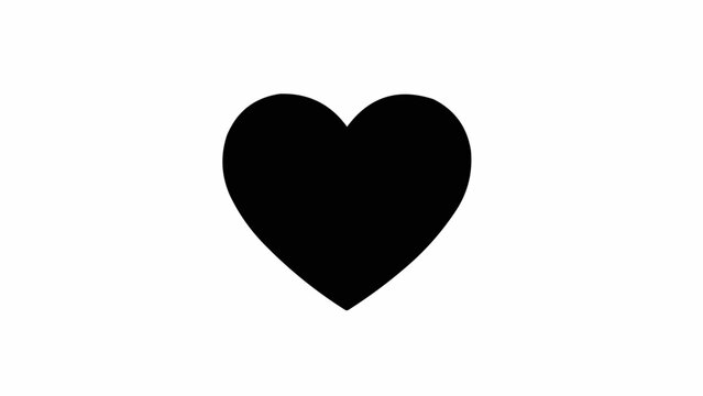 Simple Black Heart Icon on White Background.