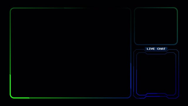 Futuristic Twitch Overlays Stream Intermission Screen and Webcam Frame Graphics Animation 4k video animation seamless loop