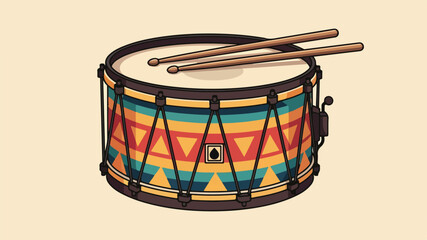 Colorful Decorative Drum with Drumsticks Illustration. © tere