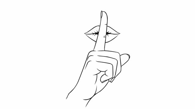 Finger and lips gesture for silence and secrecy.