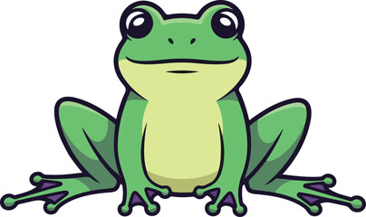 Obraz premium Green Cartoon Frog Illustration with Smile.