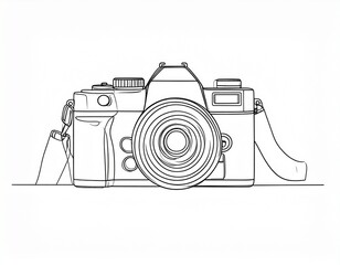 Front View Line Art of DSLR-Style Camera