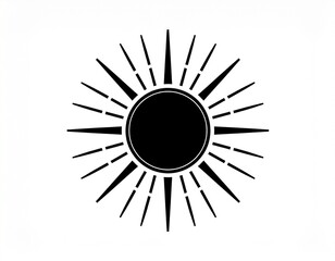 Stylized Black Sun Symbol with Radiating Triangular Rays