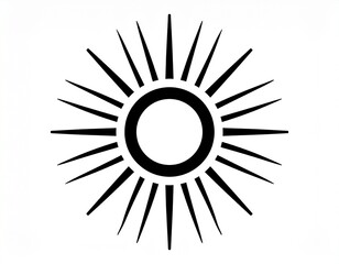 Stylized Black Sun Symbol with Radiating Triangular Rays