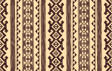 Geometrics Ikat ethnic design.colorful Ikat seamless pattern in tribal, folk embroidery abstract wave art. ornament print. Ikat Design for wallpaper,carpet, clothing, fashion, fabric.	