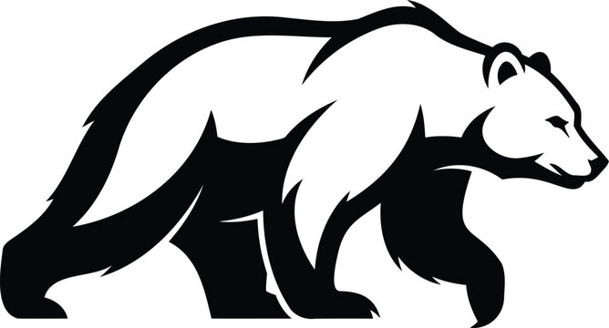 Black wolf and bear head silhouettes in a tribal tattoo vector illustration featuring wild animal nature symbols and wildlife mascot logo art