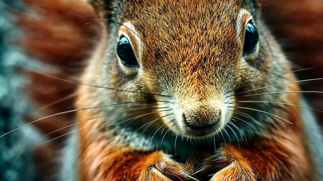 Close-up View of a Curious Squirrel with Detailed Fur and Bright Eyes in a Natural Setting