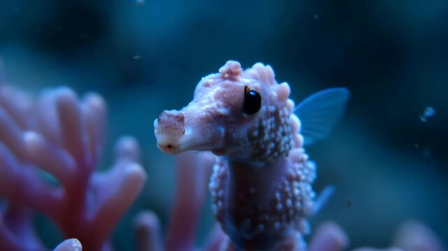 Macro Shot of Pygmy Seahorse on Sea Fan