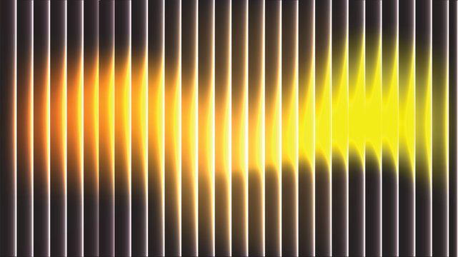 Illuminated Grids: A mesmerizing display of vertical lines, bathed in radiant hues of gold and yellow, creating a captivating visual symphony of light and shadow.