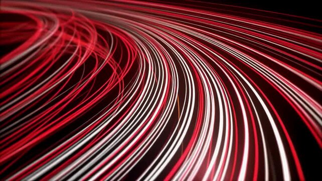 Elegant seamless loop of abstract red and white ribbon lines for modern corporate background in 4K