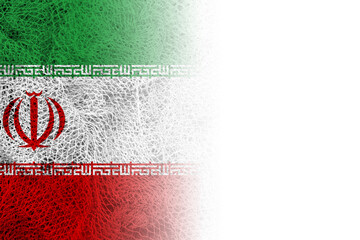 White background with Iranian flag on fishing net