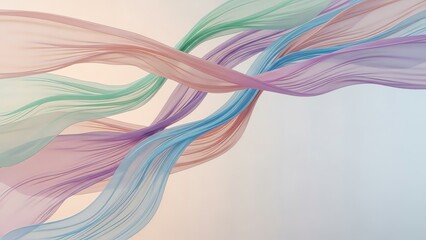 Abstract flowing colorful fabric on a light background, elegant and dynamic.