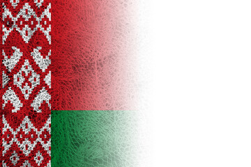 White background with Belarus flag on fishing net
