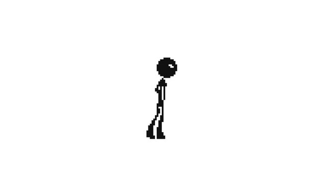 8-Bit Pixel Art Stickman Walk Animation Loop