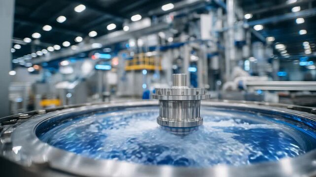 117Detailed view of glass-lined chemical reactor vessel in pilot plant laboratory, internal agitator shaft visible, controlled reaction environment, research and process development c