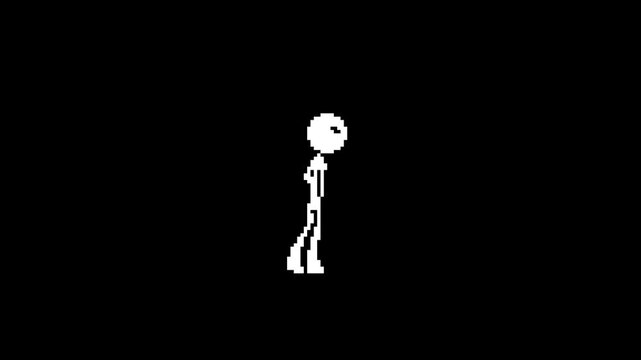 8-Bit Pixel Art White Stickman Walk Animation Loop