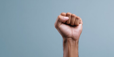Close-up of a raised fist symbolizing strength and unity