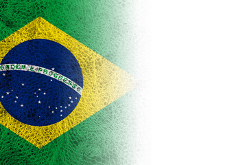 White background with Brazilian flag on fishing net