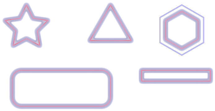 Set of basic geometric shape outlines isolated on transparent background