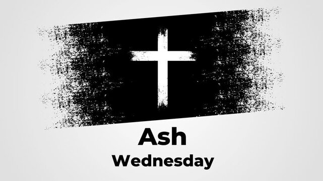 Ash Wednesday Christian Cross Reveal Animation with Grunge Brush Stroke for Lent