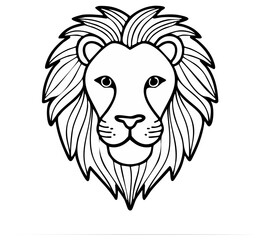 Fototapeta premium Lion head outline drawing, animal portrait, vector illustration