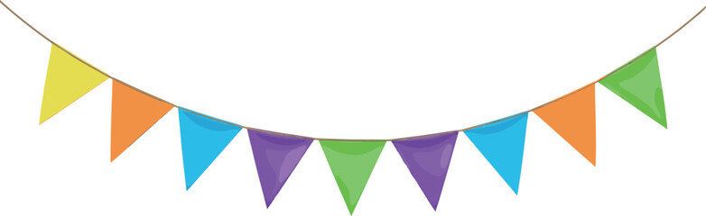 Colorful triangular bunting banner vector illustration with hanging party flags isolated on a white background. © Ahmed Sahid