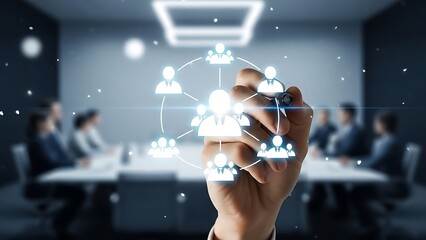 Connecting people through digital network in modern office