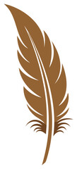 Obraz premium Vintage brown quill feather icon simple vector graphic design element
