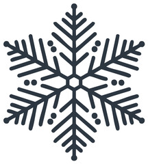 Fototapeta premium Simple dark snowflake icon symbolizing winter and holiday frost