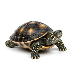 Obraz premium Eastern Box Turtle on White - Detailed Shell and Textured Skin.