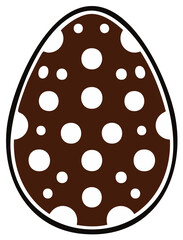 Naklejka premium Illustrated brown Easter egg with white polka dots and a black outline