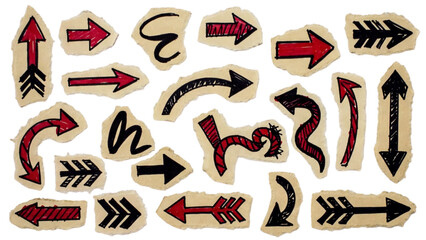 Hand Drawn Arrows on Torn Paper Background vector