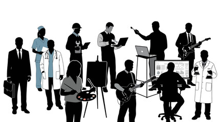 Diverse Career Professionals Illustrative Group Flat Design Vector Illustration