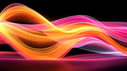 Vibrant flowing abstract light waves in neon colors creating a mesmerizing digital art display - Powered by Adobe